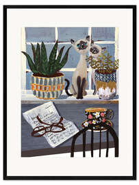 Gerahmter Kunstdruck Katzen am Fenster