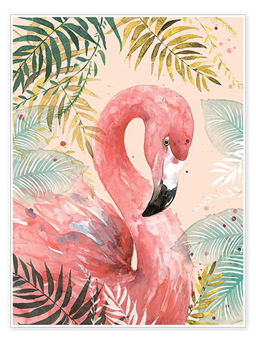 Poster Flamant rose dans la jungle