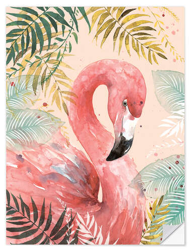 Sticker mural Flamant rose dans la jungle