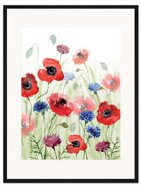 Gerahmter Kunstdruck Mohnblumenwiese