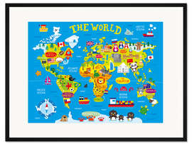 Gerahmter Kunstdruck Weltkarte
