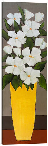 Canvas print White flowers in a yellow vase