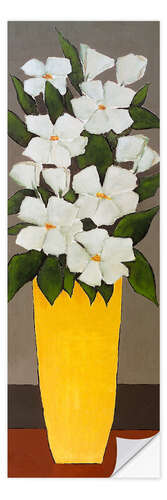 Selvklebende plakat White flowers in a yellow vase