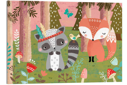 Gallery print Fox and raccoon