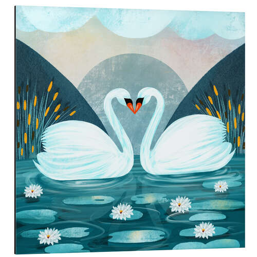 Aluminium print Pair of Swans