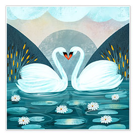 Wall print  Pair of Swans - Grace Andersson