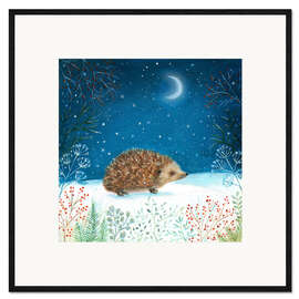 Framed art print Hedgehog in search of berries