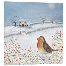 Magnettafel Rotkehlchen im Winter