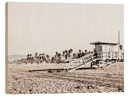 Wood print Santa Monica Beach