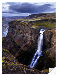 Selvklebende plakat Haifoss waterfall, Iceland