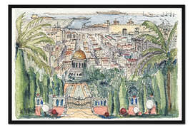 Gerahmter Kunstdruck Bahai-Gärten, Haifa
