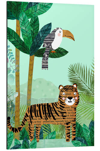 Aluminium print Tiger and toucan