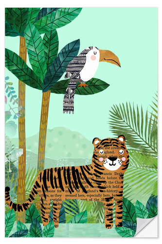 Sticker mural Tigre et toucan