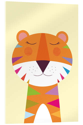 Acrylic print Tiger with rainbow stripes