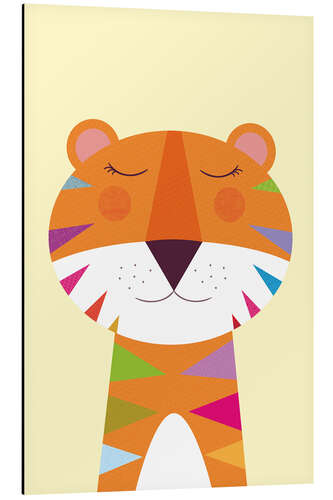 Aluminium print Tiger with rainbow stripes