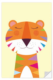 Selvklebende plakat Tiger with rainbow stripes