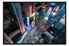 Gerahmter Kunstdruck Luftaufnahme des Times Square in New York