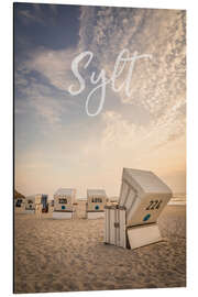 Aluminium print Summer evening with beach chairs on Sylt