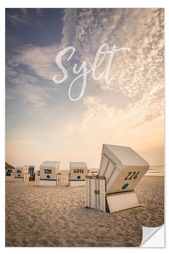 Wandsticker Sommerabend mit Strandkörben auf Sylt