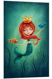 Foam board print Mermaid playing with fishes