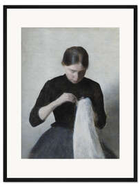 Gerahmter Kunstdruck Ein junges, nähendes Mädchen