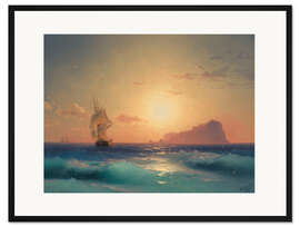 Gerahmter Kunstdruck Sonnenuntergang über Ischia