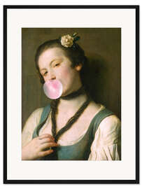 Gerahmter Kunstdruck Kaugummimädchen I