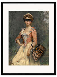 Impression artistique encadrée Fille vintage à la mode