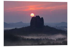 Tableau en PVC Coucher de soleil sur le Falkenstein, Suisse saxonne