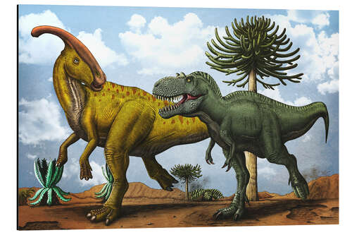 Alumiinitaulu Parasaurolophus versus Gorgosaurus