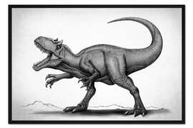 Gerahmter Kunstdruck Brüllender Allosaurus