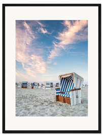 Gerahmter Kunstdruck Strandkörbe am Nordseestrand