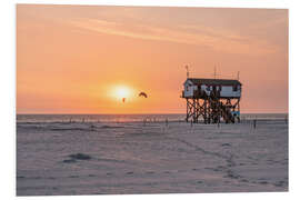 Foam board print Sunset on the beach at Sankt Peter Ording