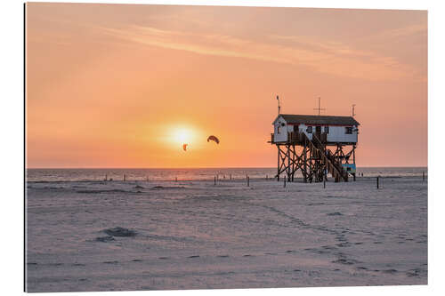 Tableau en plexi-alu Coucher de soleil sur la plage de Sankt Peter-Ording