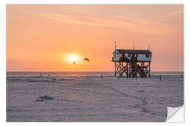 Wandsticker Sonnenuntergang am Strand von Sankt Peter Ording