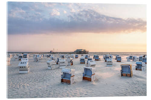 Acrylic print Beach chairs on the North Sea coast