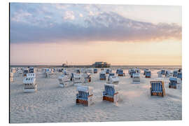 Aluminium print Beach chairs on the North Sea coast