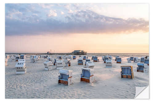 Naklejka na ścianę Beach chairs on the North Sea coast