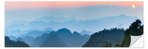 Wall sticker Karst landscape in North Vietnam at sunset