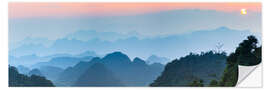 Selvklebende plakat Karst landscape in North Vietnam at sunset