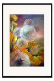 Gerahmter Kunstdruck Löwenzahn und Schmetterling I