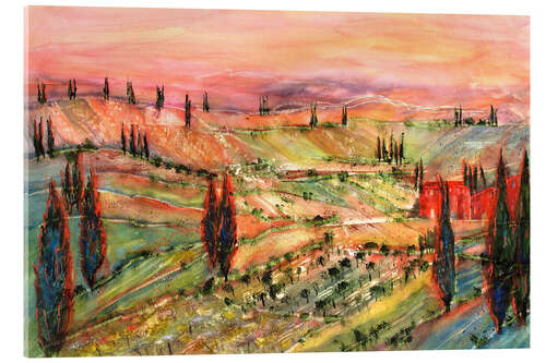 Acrylic print Sunset in Tuscany