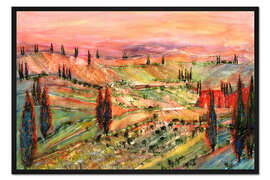 Gerahmter Kunstdruck Sonnenuntergang in der Toskana