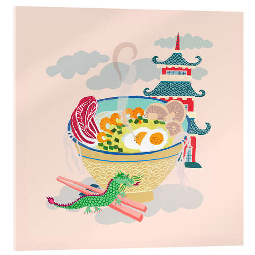 Akrylglastavla Noodle bowl with little dragon