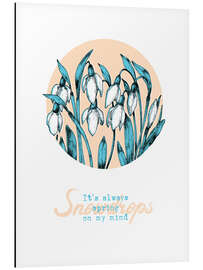 Magnettafel Ich denke immer wieder an, Schneeglöckchen (englisch)