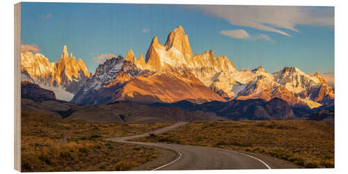 Trätavla Sunrise at Fitz Roy in Patagonia