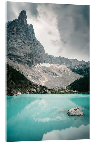 Acrylic print Sorapis mountain lake in the Dolomites