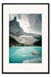 Gerahmter Kunstdruck Sorapis Bergsee in den Dolomiten