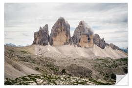 Vinilo para la pared Tres picos en los Dolomitas