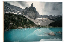 Wood print Mountain lake in the Dolomites